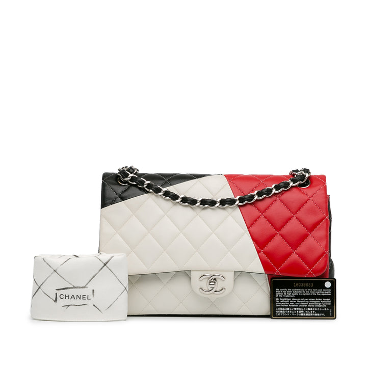 Jumbo Colorblock Classic Flap Bag White - Gaby Paris