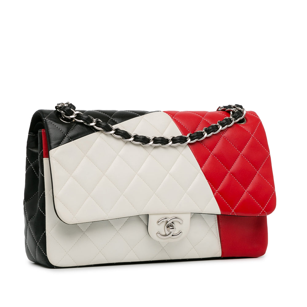 Jumbo Colorblock Classic Flap Bag White - Gaby Paris