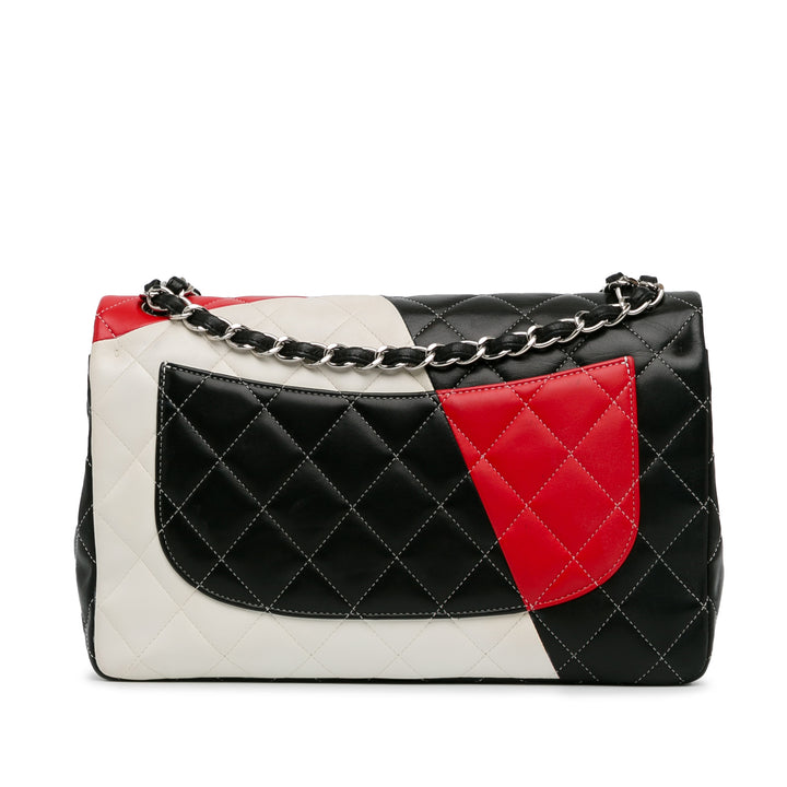 Jumbo Colorblock Classic Flap Bag White - Gaby Paris