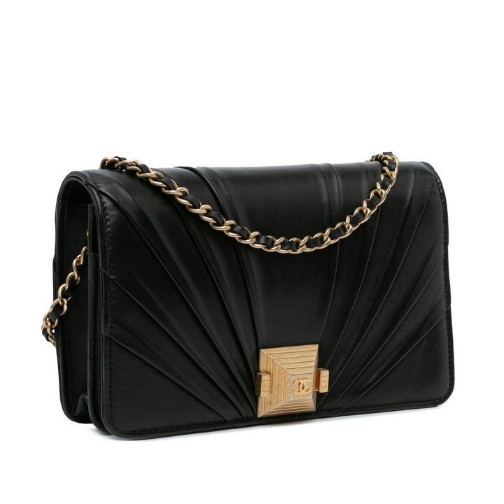 Lambskin Pyramid Wallet On Chain Black - Gaby Paris