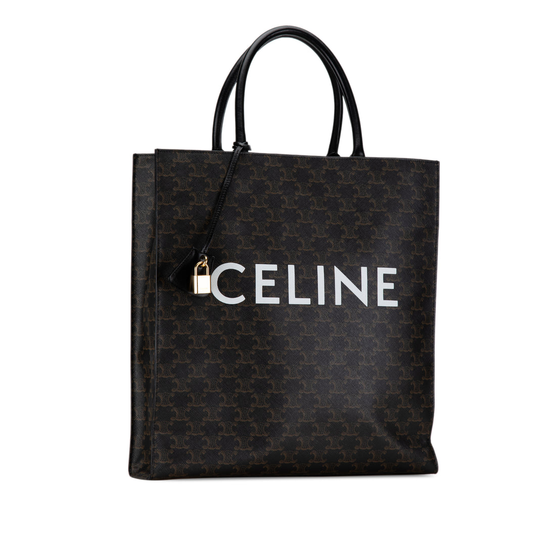 Large Triomphe Coated Canvas Cabas Vertical Tote Brown - Gaby Paris