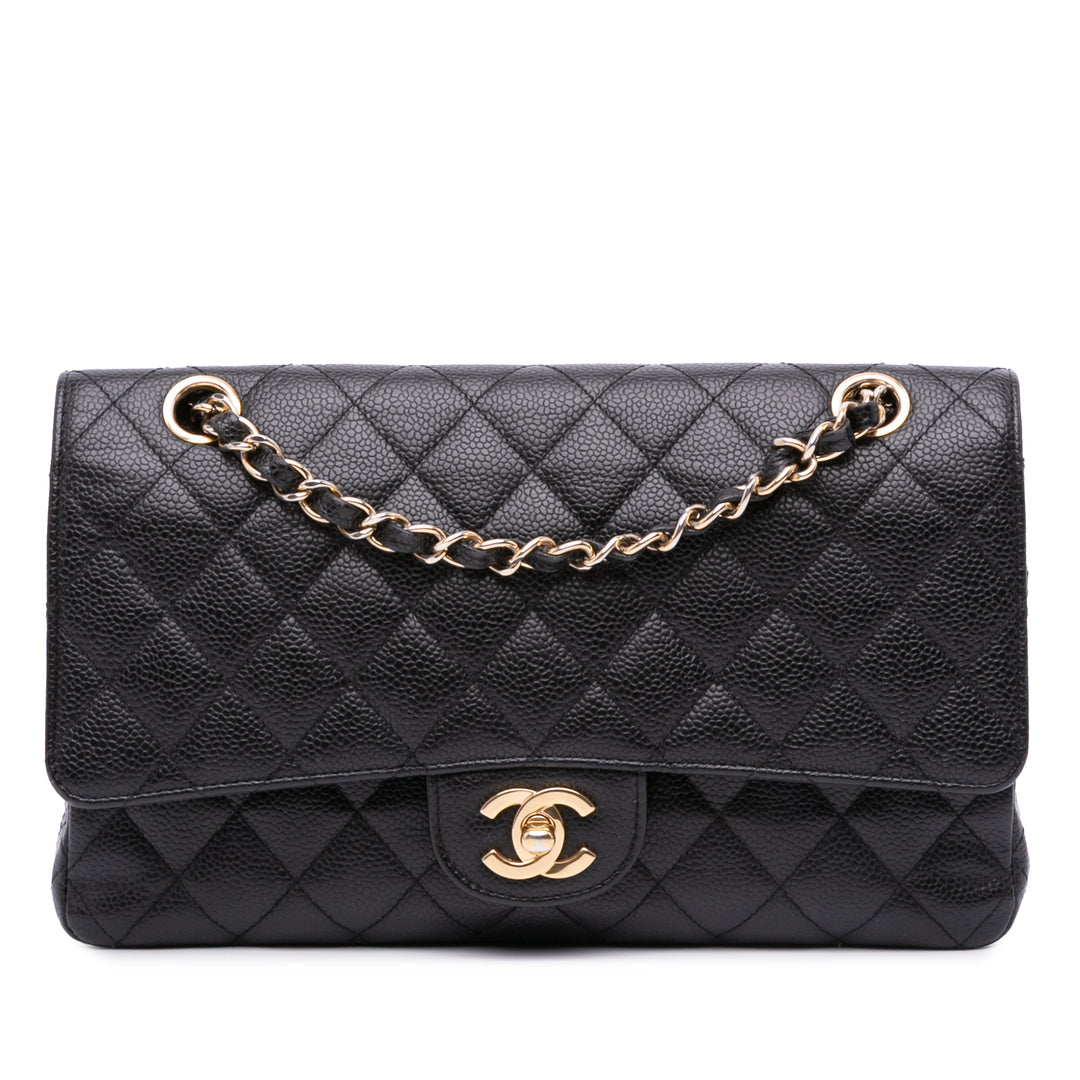 Medium Classic Caviar Double Flap Black - Gaby Paris