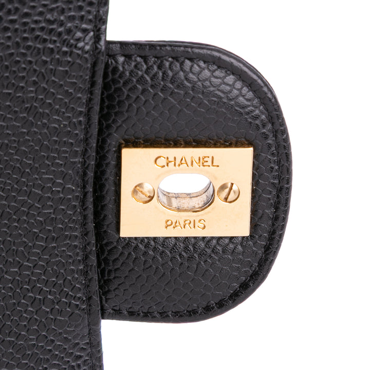 Medium Classic Caviar Double Flap Black - Gaby Paris