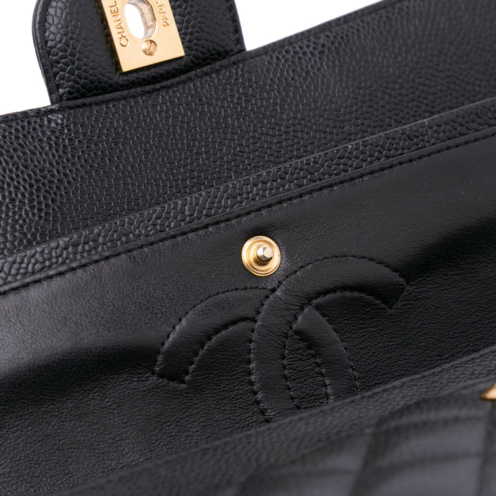 Medium Classic Caviar Double Flap Black - Gaby Paris