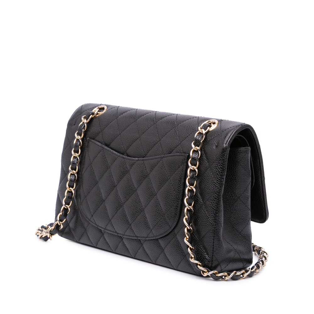 Medium Classic Caviar Double Flap Black - Gaby Paris