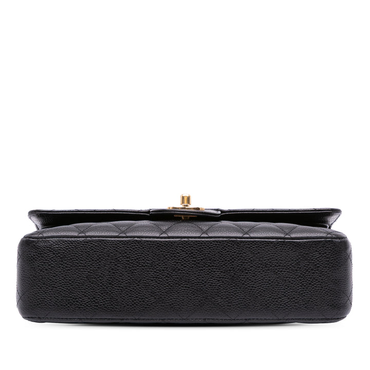 Medium Classic Caviar Double Flap Black - Gaby Paris
