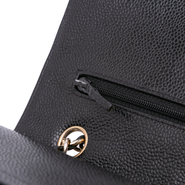 Medium Classic Caviar Double Flap Black - Gaby Paris