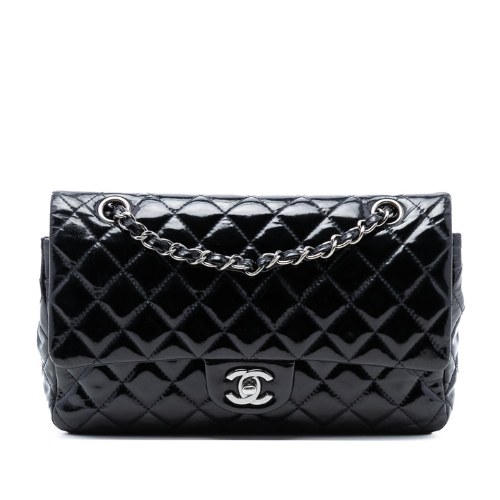 Chanel Medium Classic Cuir verni Double rabat