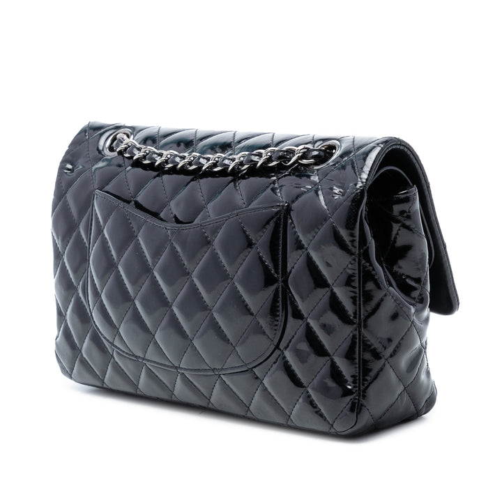 Chanel Medium Classic Cuir verni Double rabat