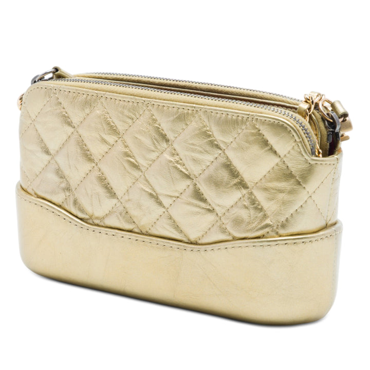 Chanel Matelassé Metallic vieilli Cuir de veau Gabrielle Pochette avec chaîne