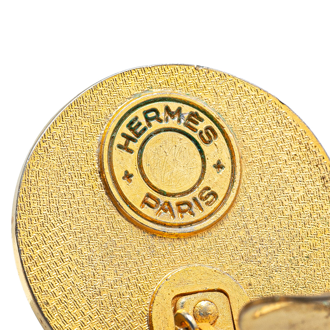 Gold Plated and Leather Bijouterie Fantaisie Clou De Selle Clip On Earrings Gold - Gaby Paris