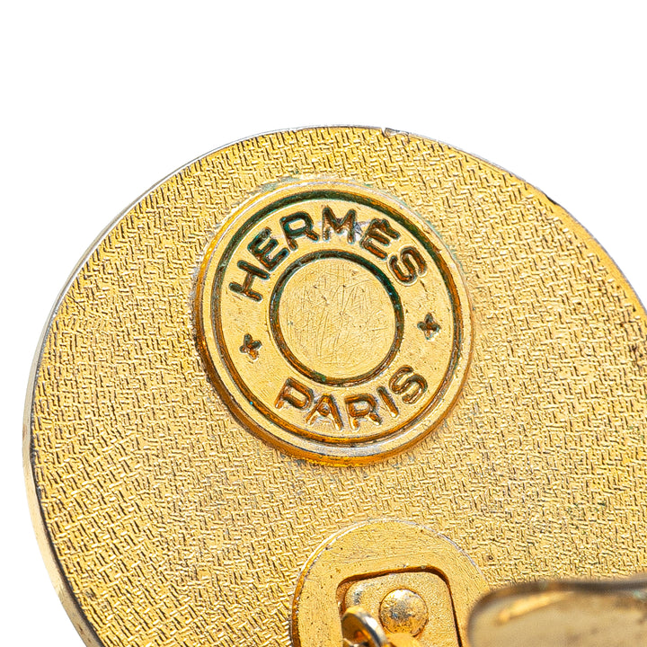 Gold Plated and Leather Bijouterie Fantaisie Clou De Selle Clip On Earrings Gold - Gaby Paris