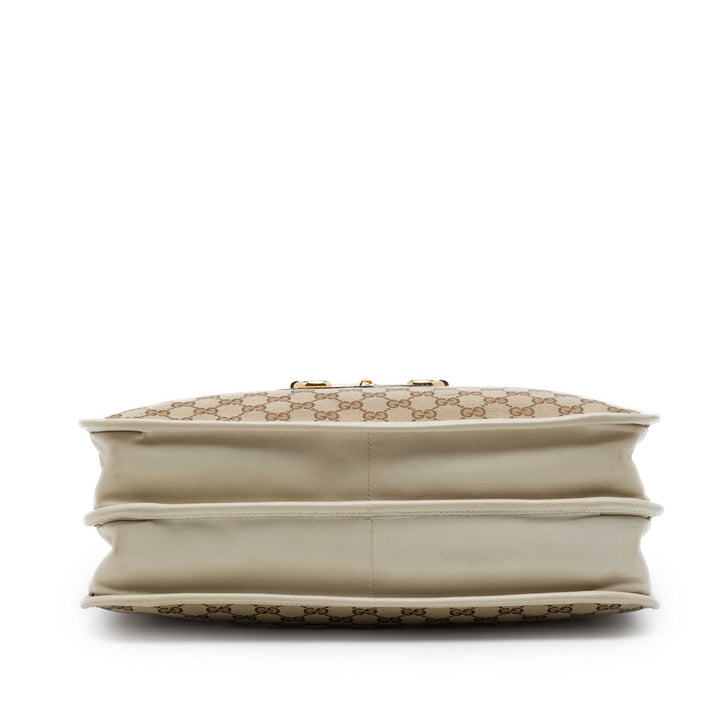 Gucci GG Horsebit 1955 Cabas chaîne Moyen Beige – vue 3 – GABY PARIS