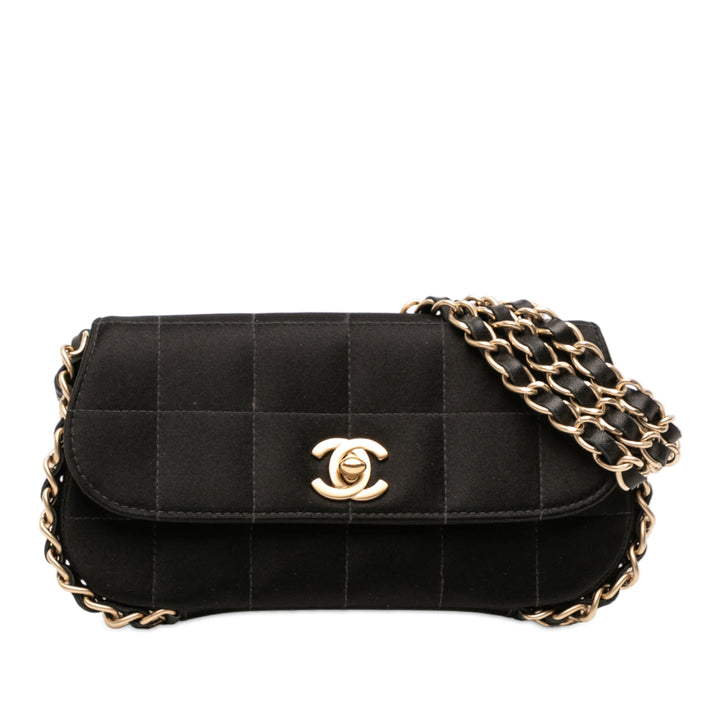 Chanel Mini Chocolate Bar Satin Triple Chain Simple rabat