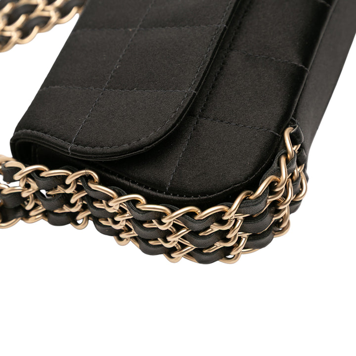 Chanel Mini Chocolate Bar Satin Triple Chain Simple rabat