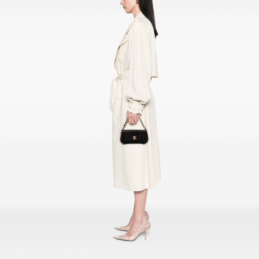 Chanel Mini Chocolate Bar Satin Triple Chain Simple rabat