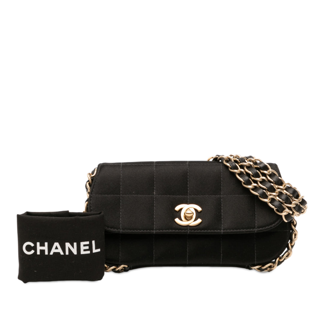 Chanel Mini Chocolate Bar Satin Triple Chain Simple rabat