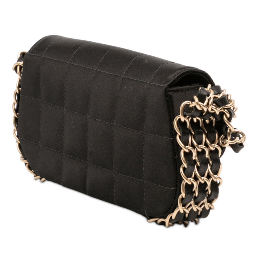 Chanel Mini Chocolate Bar Satin Triple Chain Simple rabat