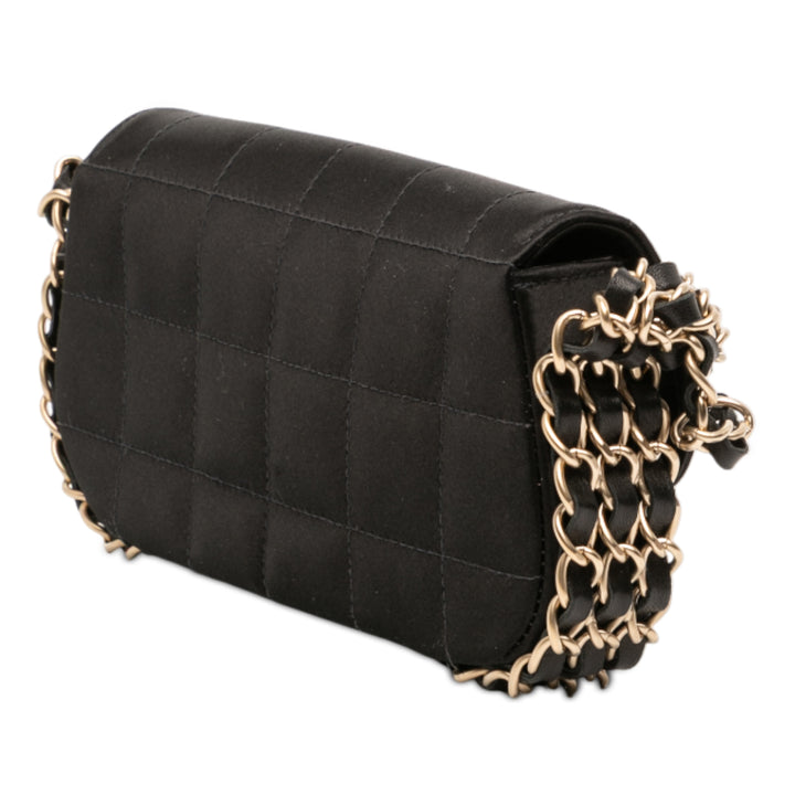 Chanel Mini Chocolate Bar Satin Triple Chain Simple rabat