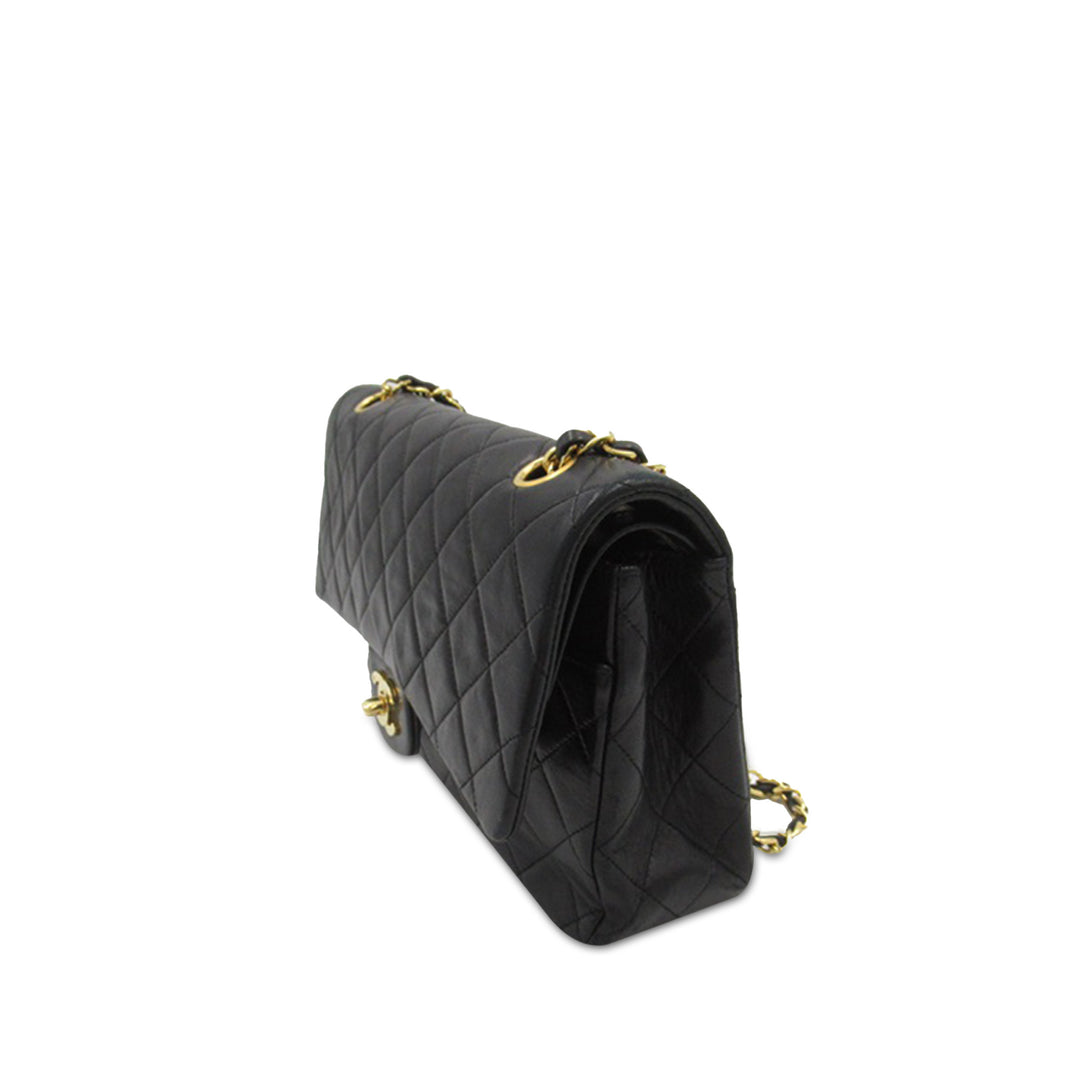 Medium Classic Lambskin Double Flap Black - Gaby Paris