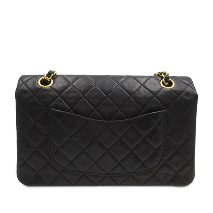 Medium Classic Lambskin Double Flap Black - Gaby Paris