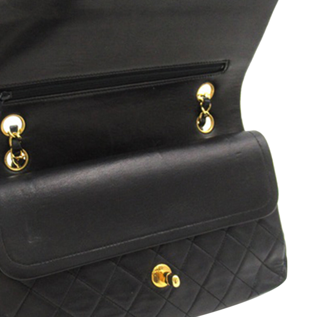 Medium Classic Lambskin Double Flap Black - Gaby Paris