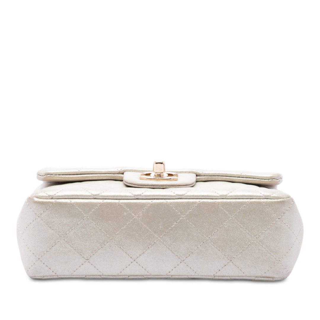 Classic Rectangulaire Irisé Rabat simple Mini Cuir d'agneau Doré