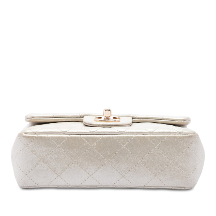 Classic Rectangulaire Irisé Rabat simple Mini Cuir d'agneau Doré