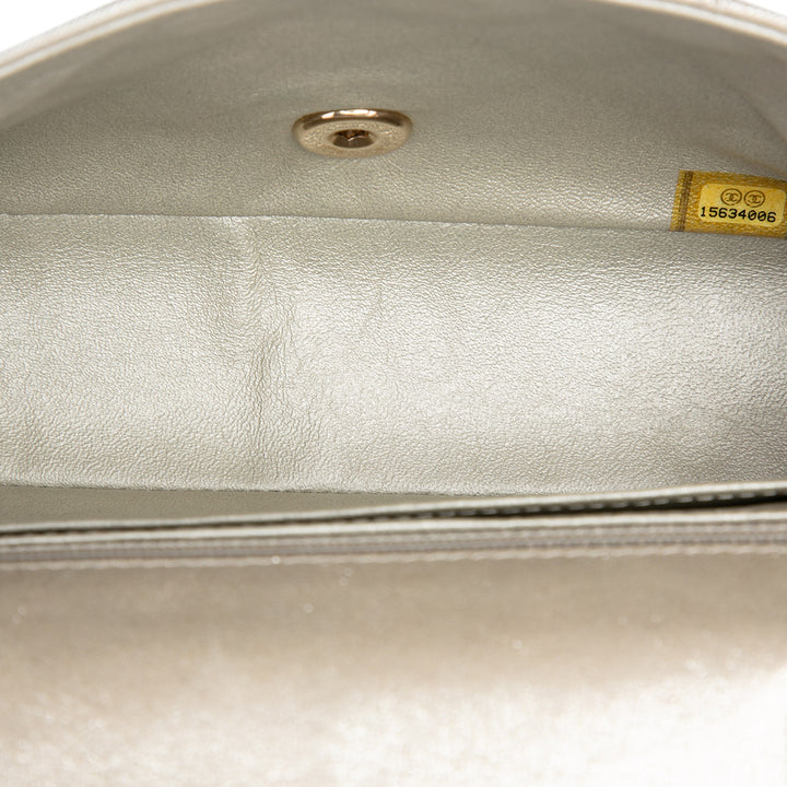 Classic Rectangulaire Irisé Rabat simple Mini Cuir d'agneau Doré