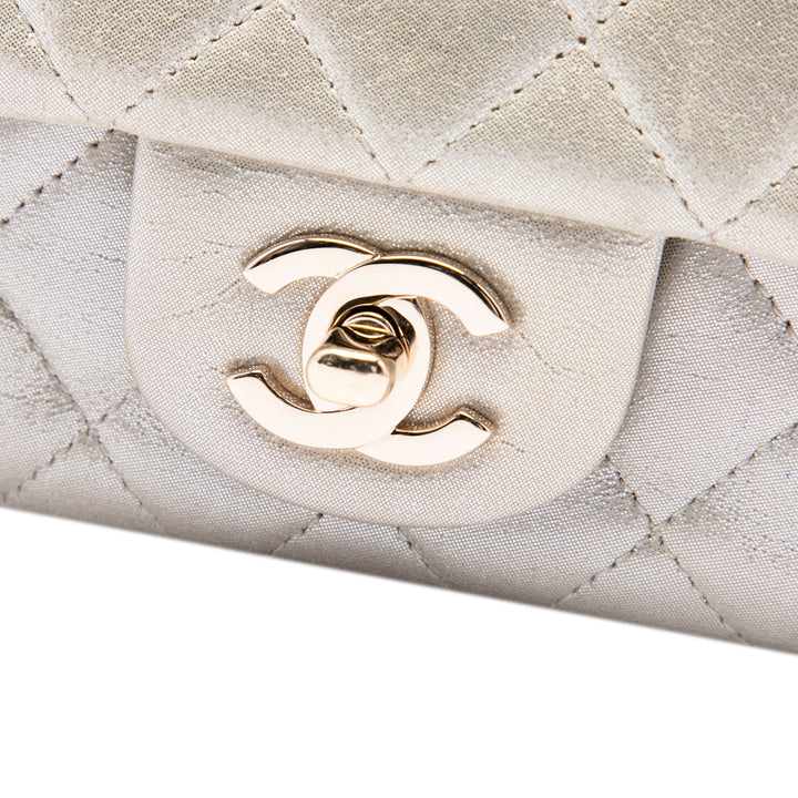 Classic Rectangulaire Irisé Rabat simple Mini Cuir d'agneau Doré
