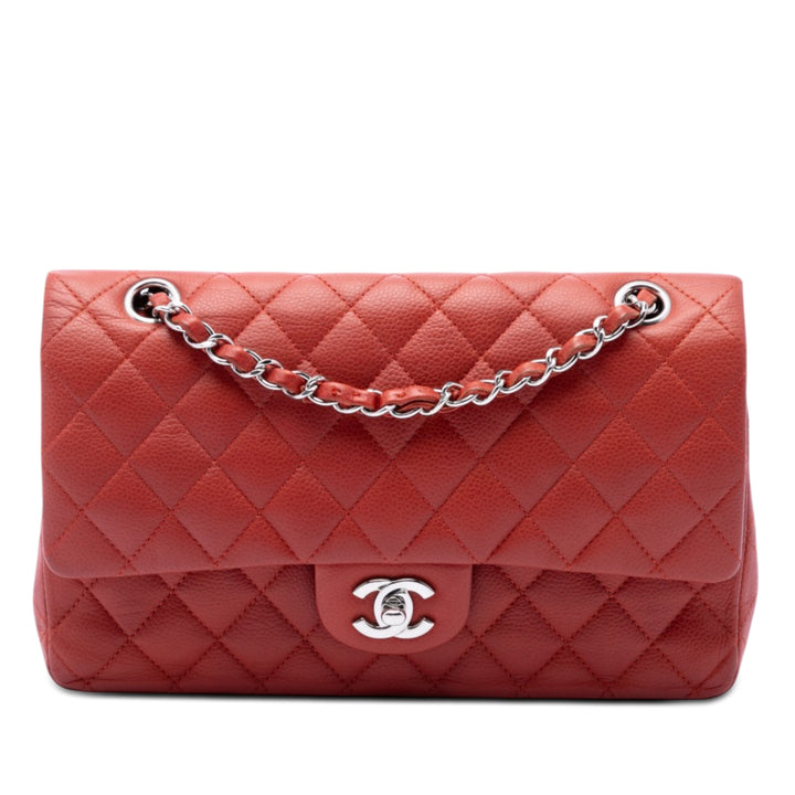 Classic Double rabat Moyen Cuir caviar Rouge