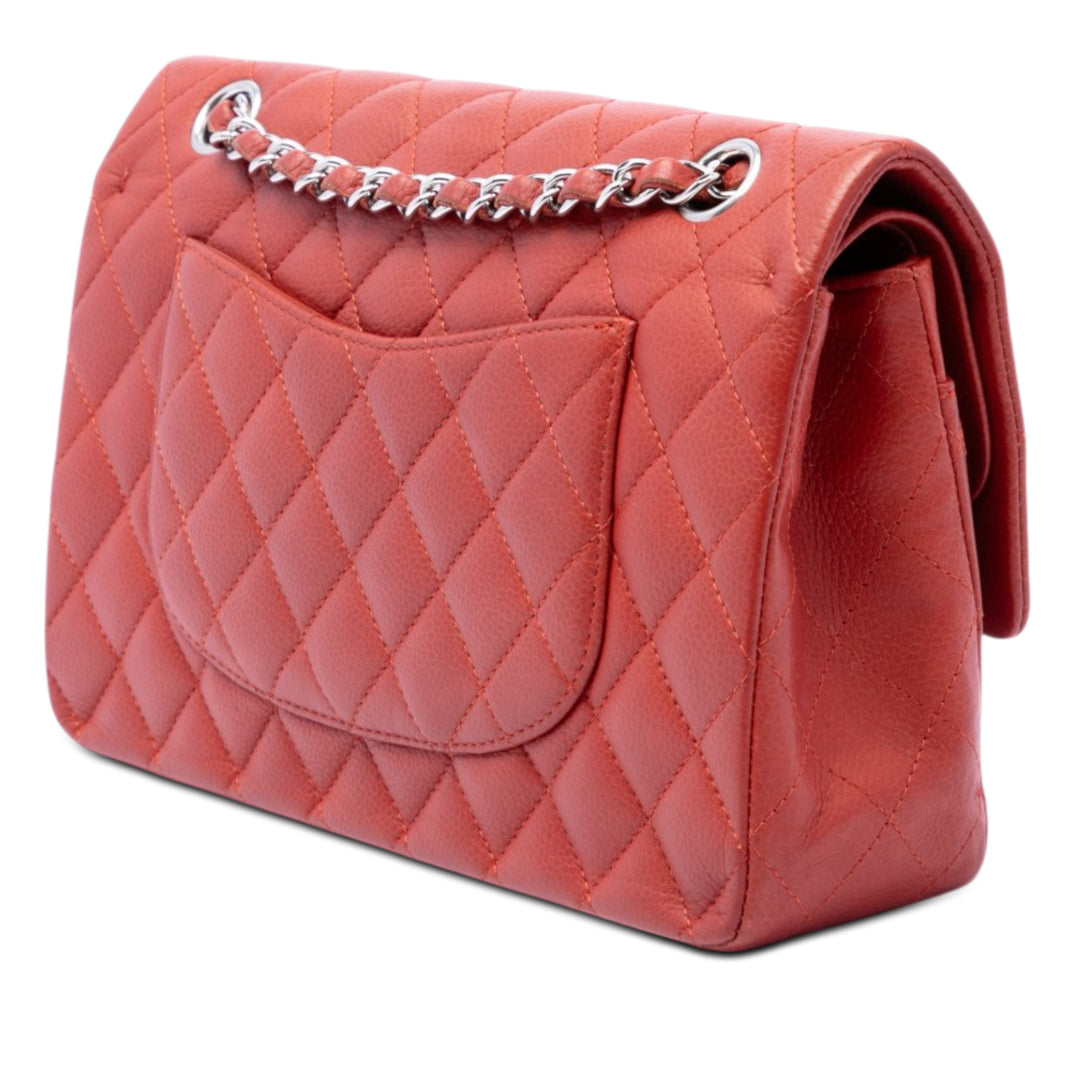 Classic Double rabat Moyen Cuir caviar Rouge