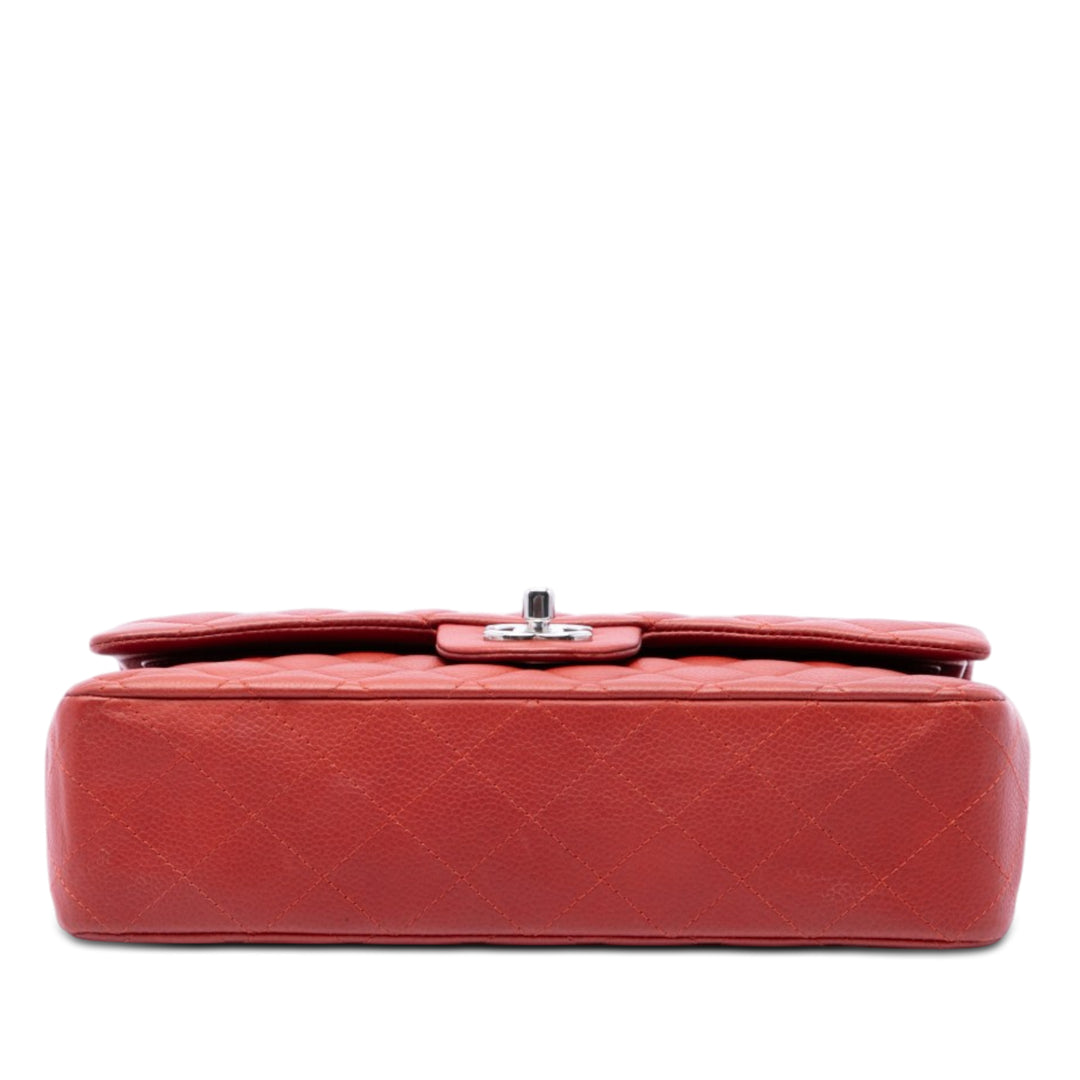 Classic Double rabat Moyen Cuir caviar Rouge