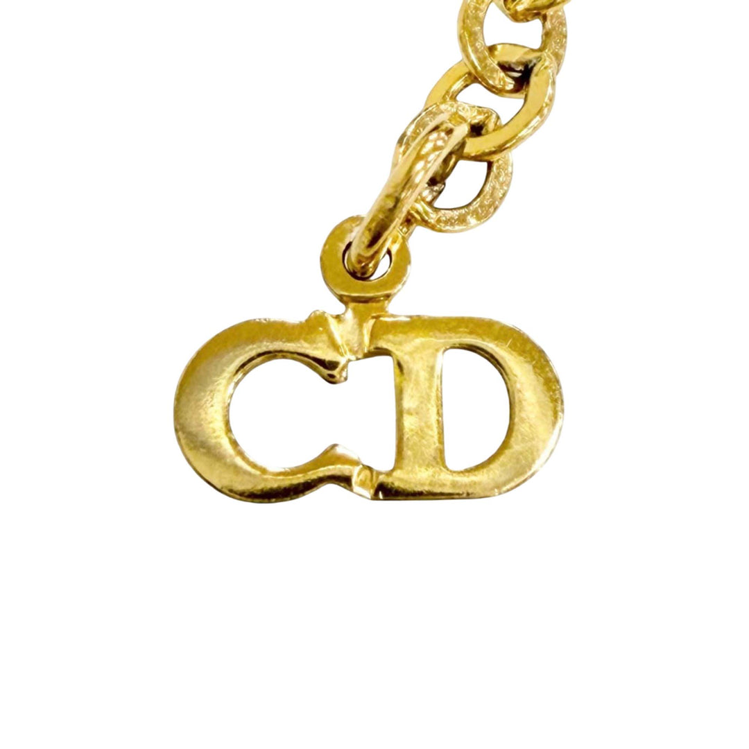 Dior plaqué Strass CD Logo Pendant Collier Doré – vue 4 – GABY PARIS