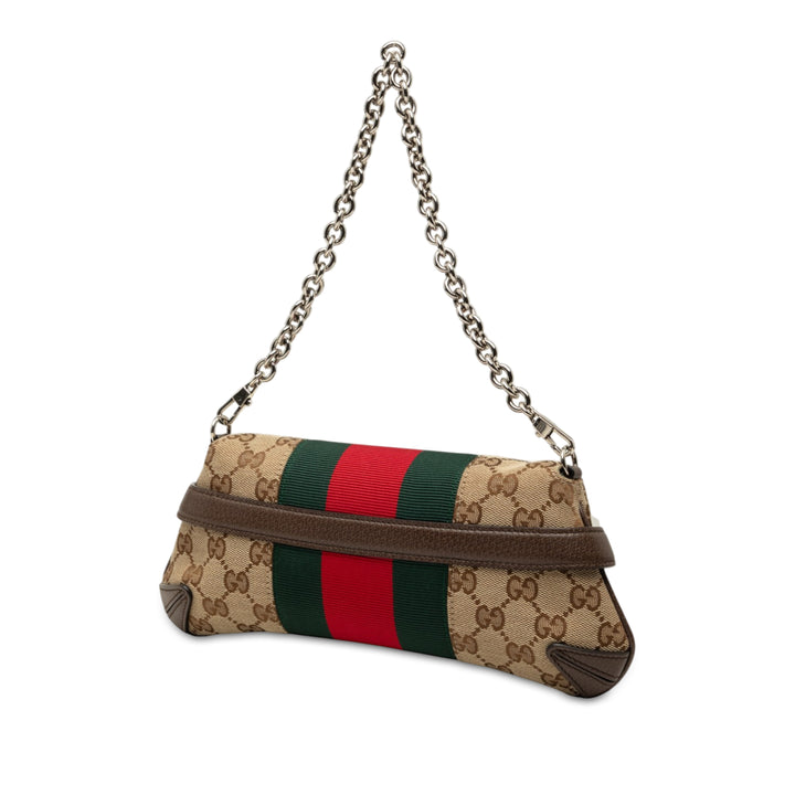 GG Horsebit Web Chaîne Sac Petit Beige