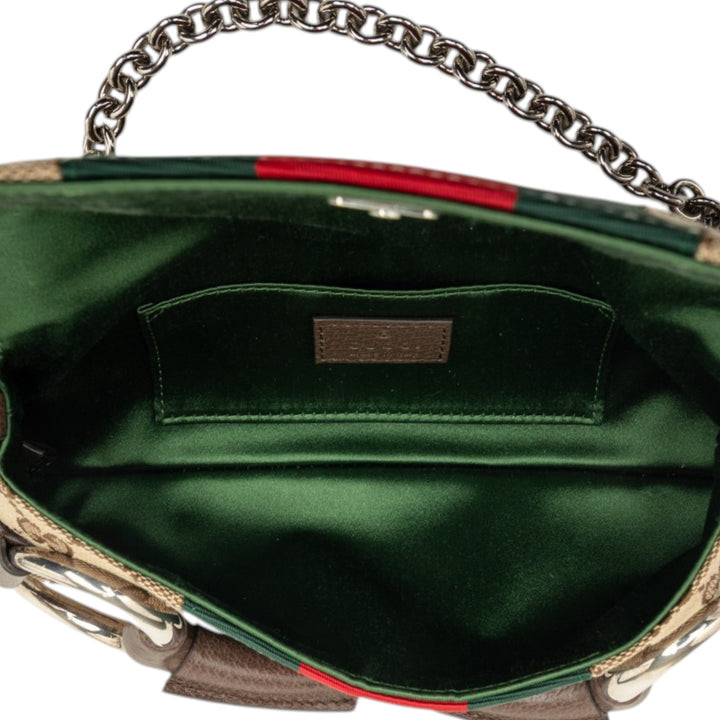 GG Horsebit Web Chaîne Sac Petit Beige