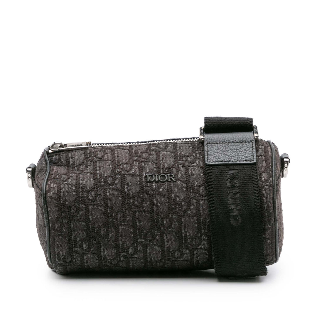 Oblique Canvas Roller Messenger Bag Gray - Gaby Paris