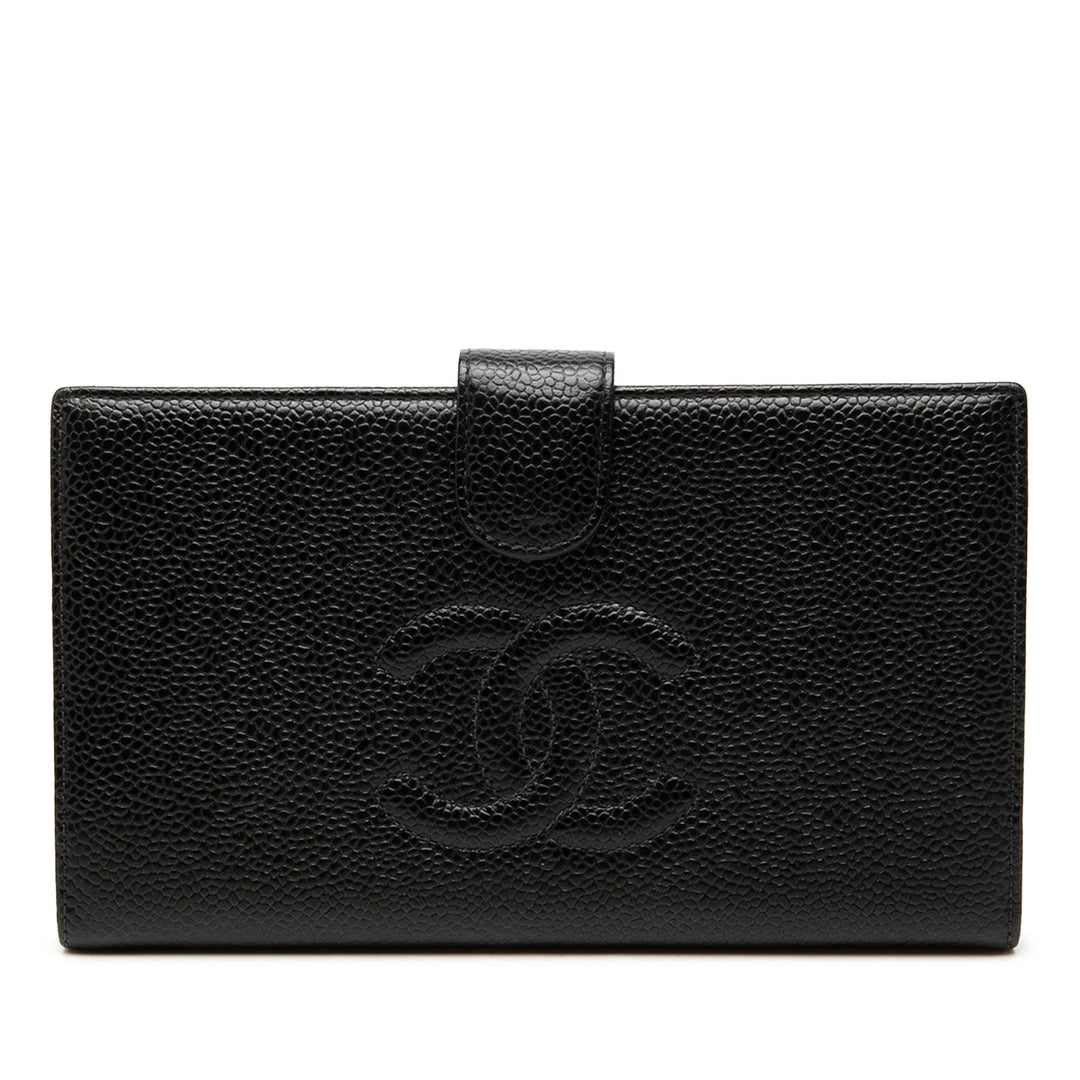 Chanel Portefeuille CC French long Cuir caviar Noir – vue principale – GABY PARIS