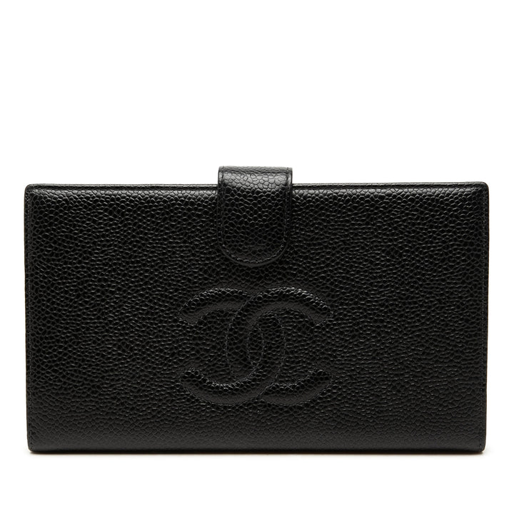 Chanel Portefeuille CC French long Cuir caviar Noir – vue principale – GABY PARIS