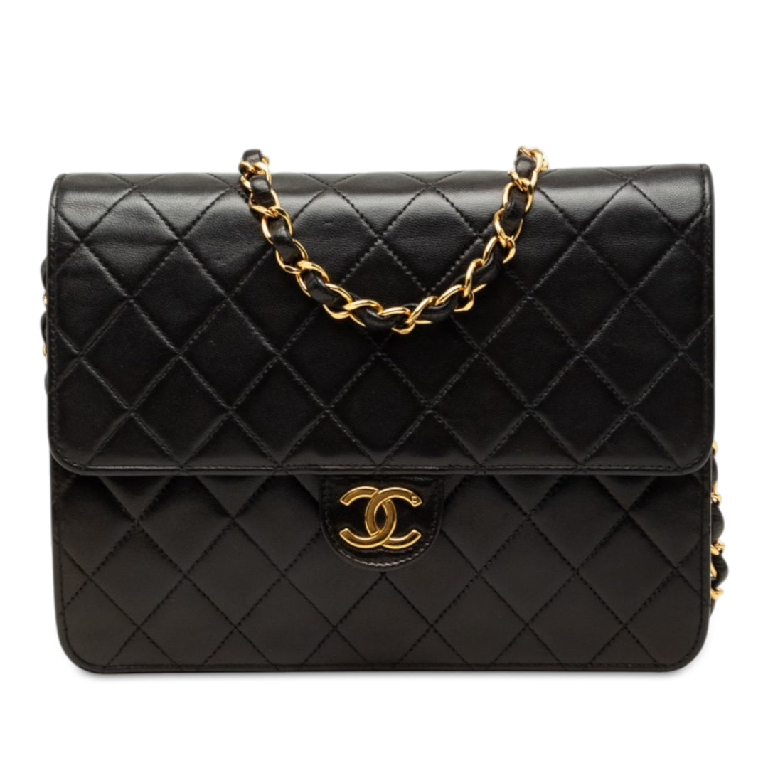 Chanel CC Matelassé Rabat simple Moyen Cuir d'agneau