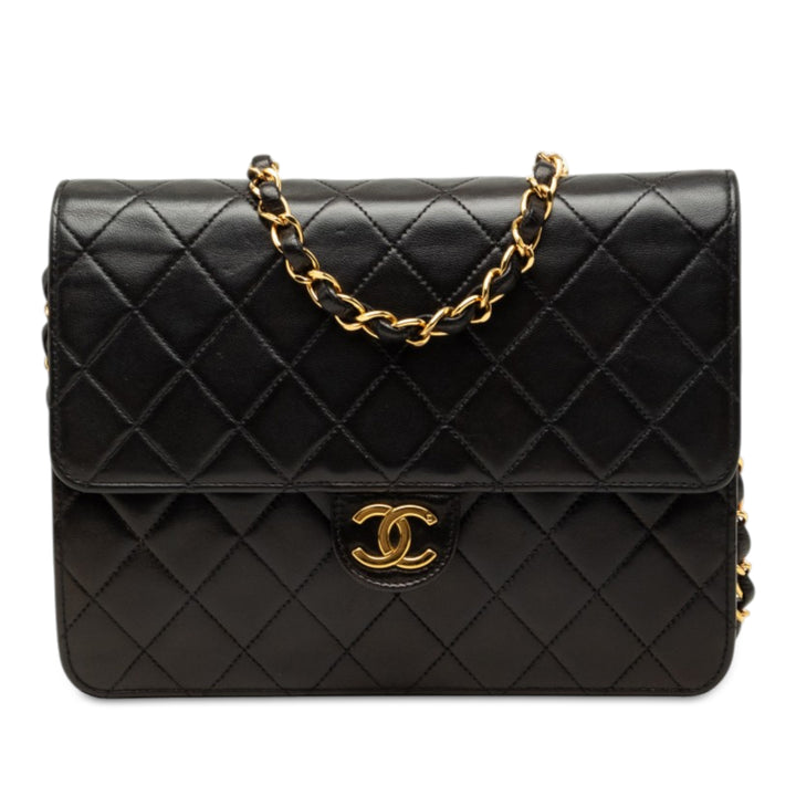 Chanel CC Matelassé Rabat simple Moyen Cuir d'agneau