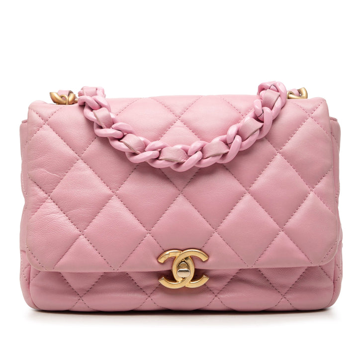 Chanel Small Matelassé Cuir d’agneau Candy Chain à rabat