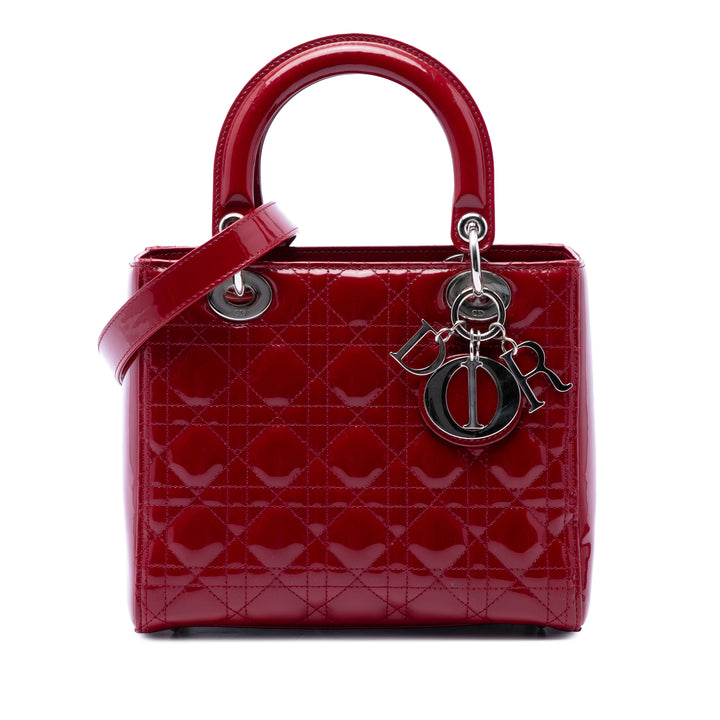 Dior Medium Cuir verni Cannage Lady Dior