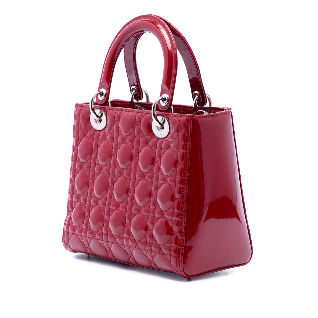 Dior Medium Cuir verni Cannage Lady Dior