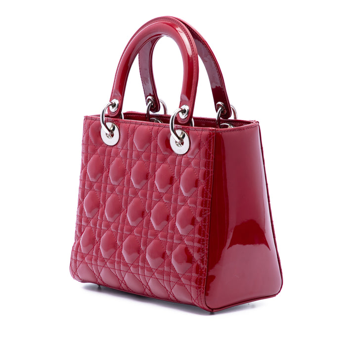 Dior Medium Cuir verni Cannage Lady Dior