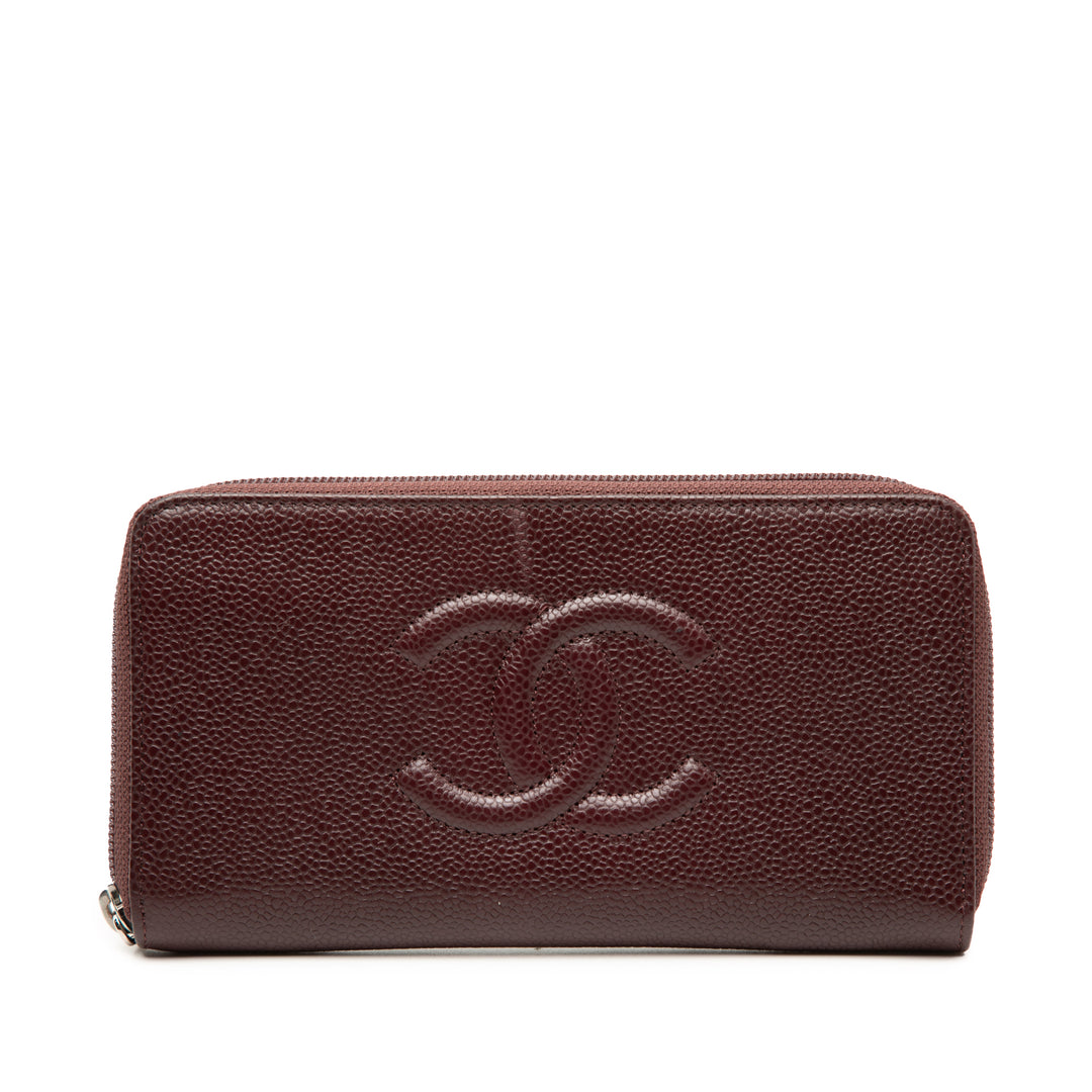 Chanel CC Caviar Zip Around Portefeuille
