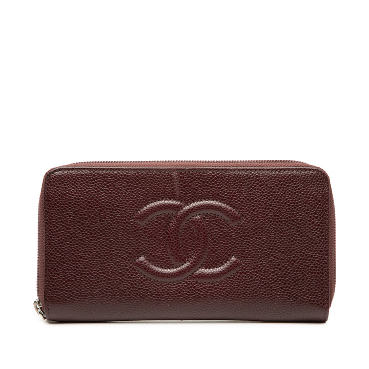 Chanel CC Caviar Zip Around Portefeuille