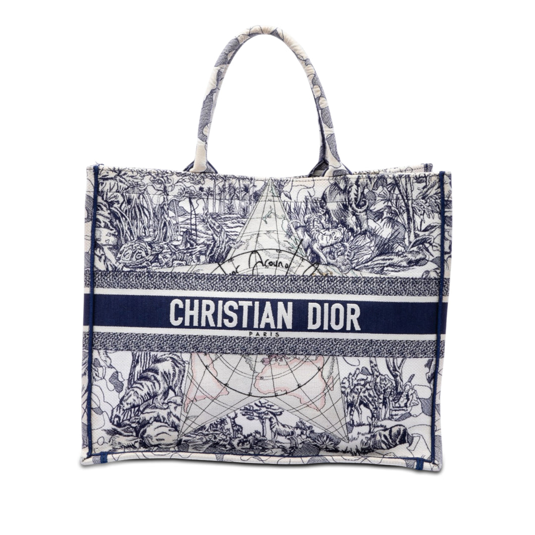 Dior Large Toile brodé Around The World Book Cabas