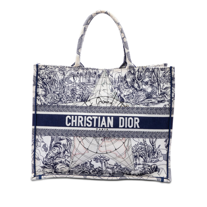 Dior Large Toile brodé Around The World Book Cabas