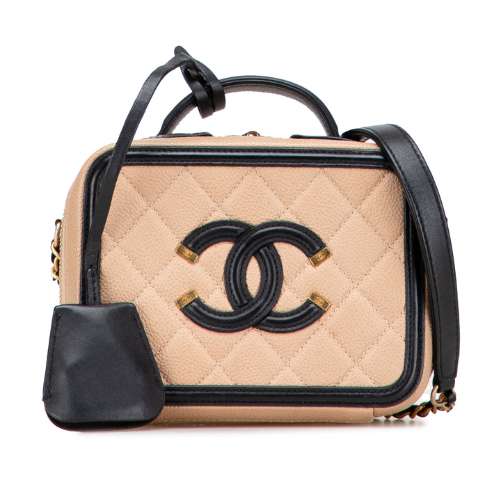 Chanel Small Caviar CC Filigree Vanity Étui Marron